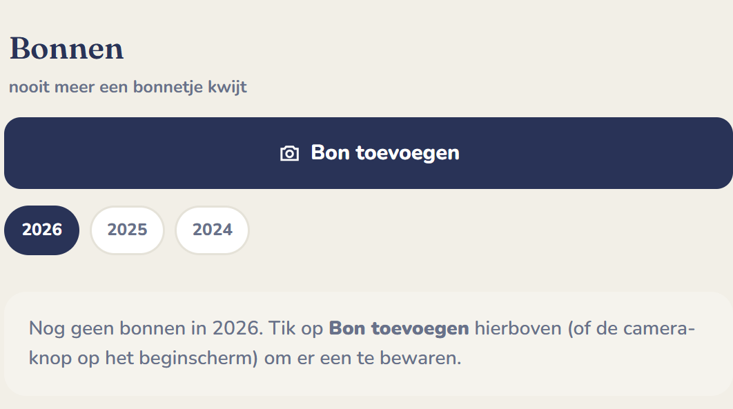 Bon toevoegen: foto maken of bestand uploaden